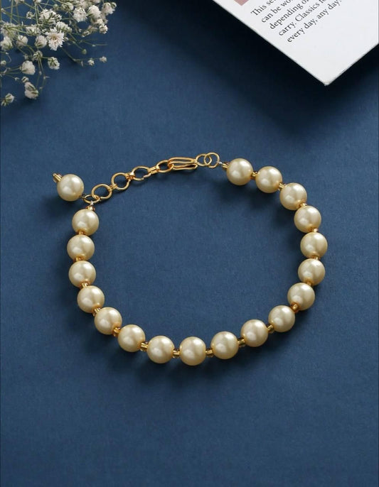 Gold-Plated Pearl Bracelet for Women – Timeless Elegance