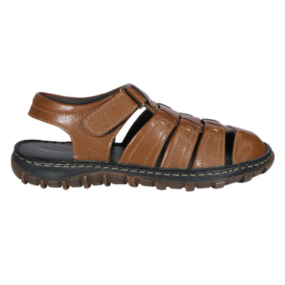 AM PM Men's Comfortable Leather Sandals with Strap Closure