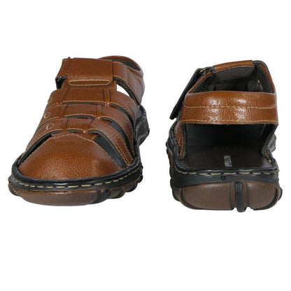 AM PM Men's Comfortable Leather Sandals with Strap Closure