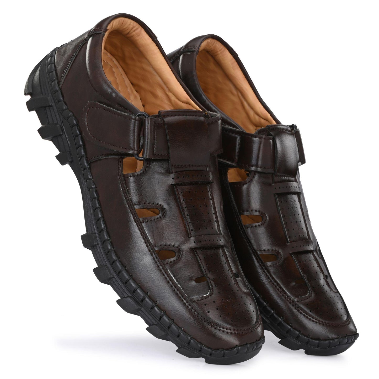 Brown Roman Sandals for Men - Stylish Slip-On Casual Footwear