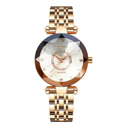 Diamond Shape Multicolor Dial and Rose Gold Strap Watch for Women's and Girls