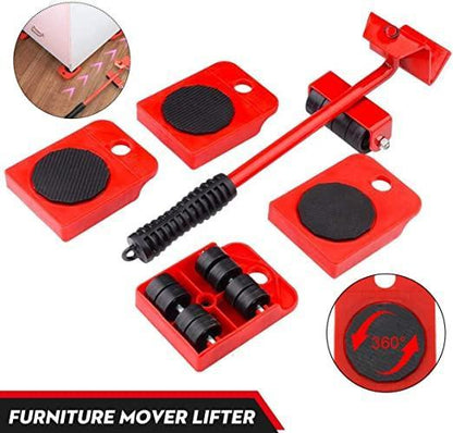 Furniture Mover Tool with 4-Wheel Pads - Heavy Duty Stainless Steel Shifter