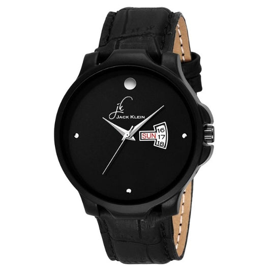 Men's Analog Watch with 35mm Stainless Steel Dial Synthetic Leather Strap